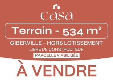 Terrain constructible hors lotissement à Giberville – 534m2- Agence Casa
